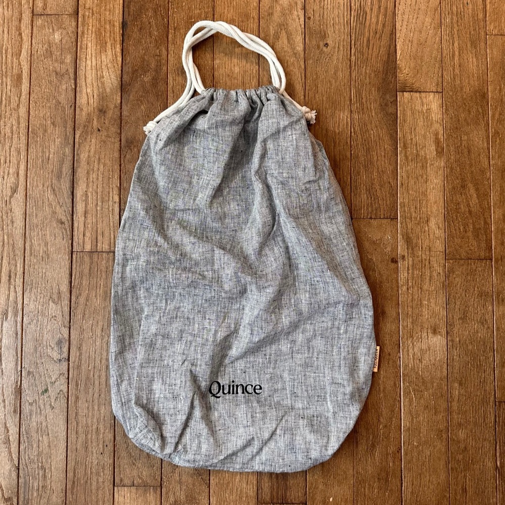 Quince Linen Bedding Storage Bag Full/Queen Drawstring Heather Gray Modern